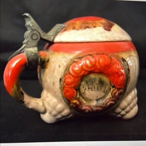 Vintage Orange and Cream Mustard Jar